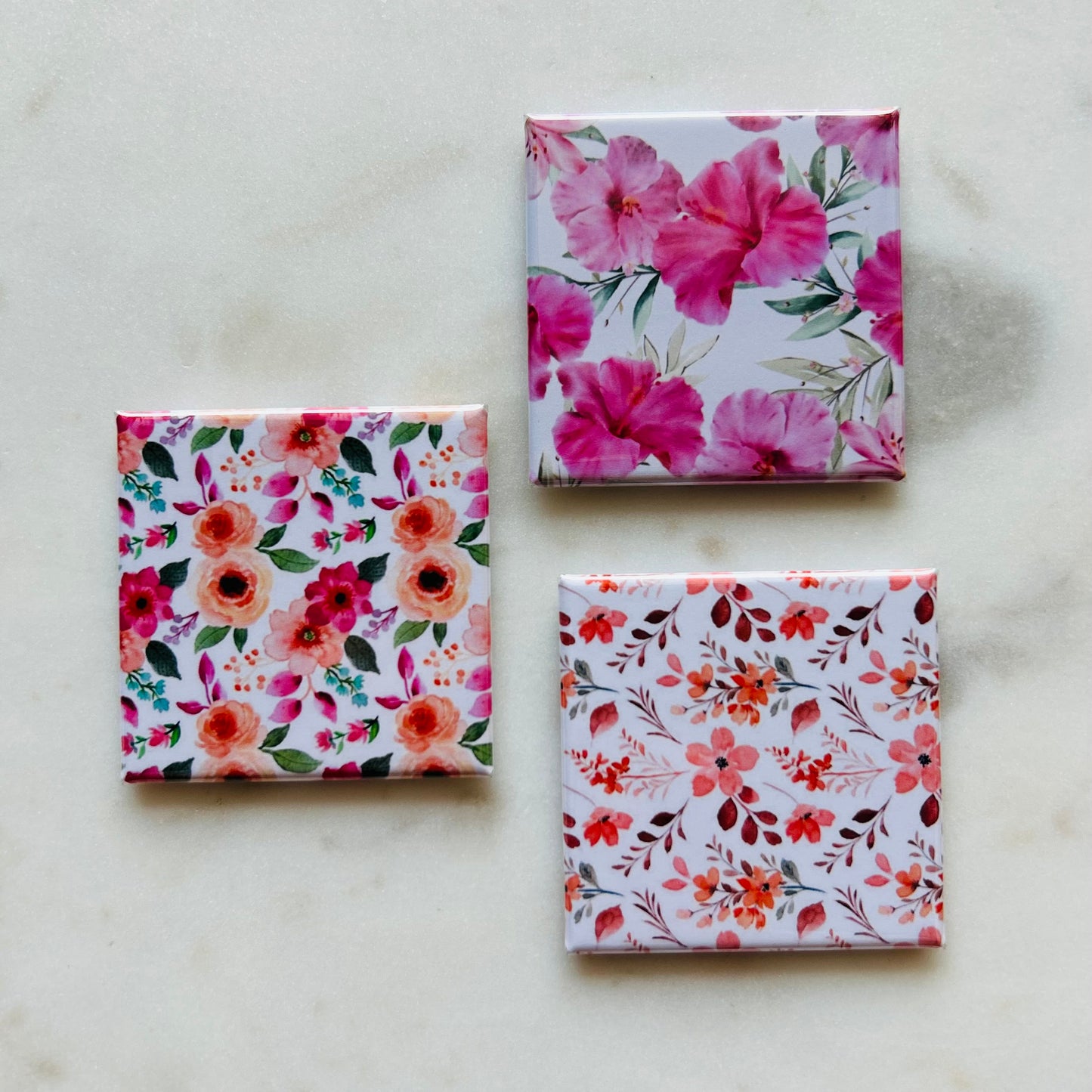 Pink Floral Magnets