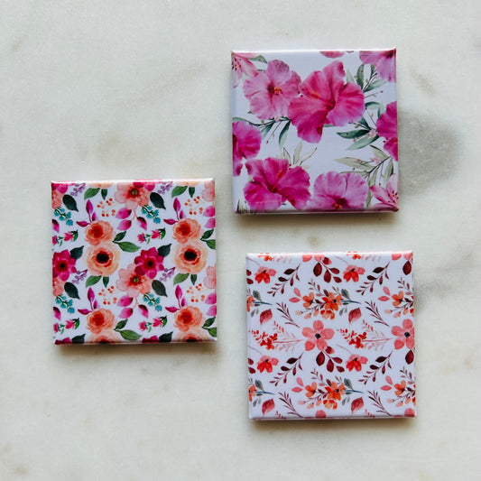 Pink Floral Magnets