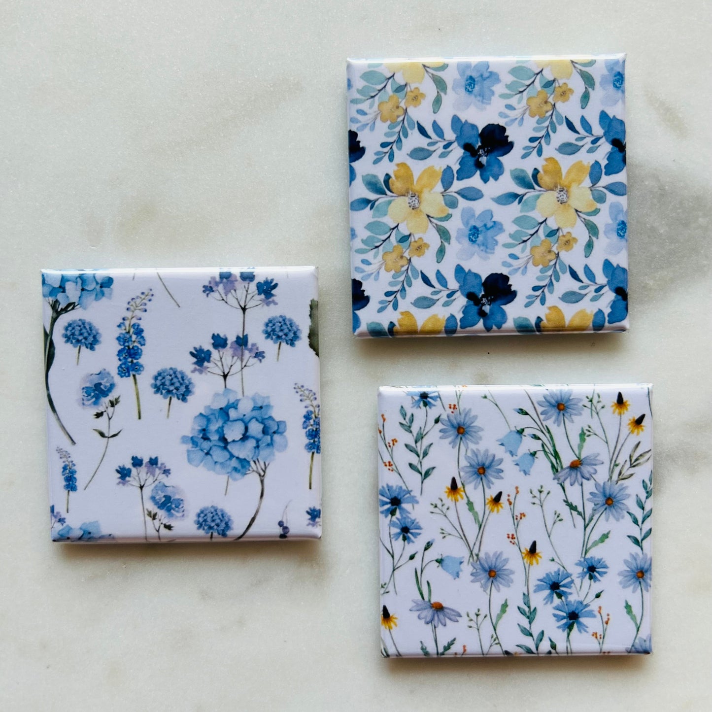 Blue Floral Magnets