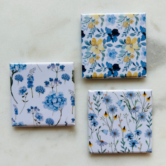 Blue Floral Magnets