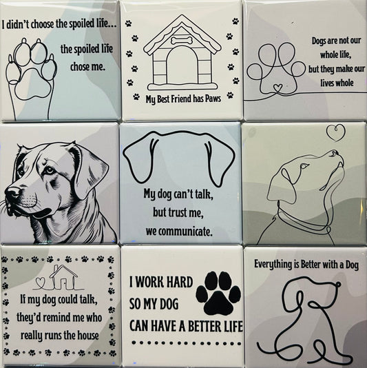 Labrador Dog Magnets - Set of 9 2"x2" Pre-Designed Magnets