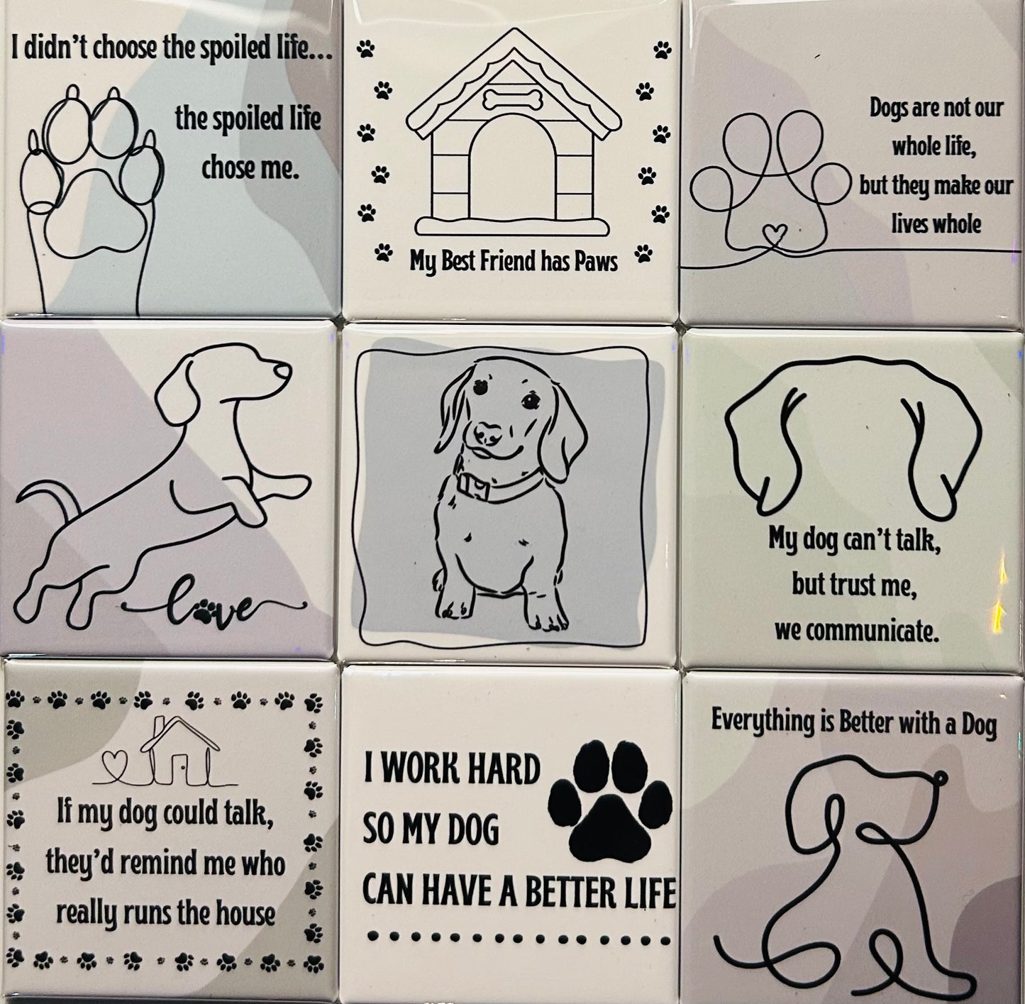 Dachshund Dog Magnets - Set of 9 2"x2" Pre-Designed Magnets